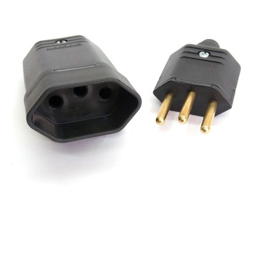 Kit Tomada Fêmea + Plugue Macho Desmontável 3 Pinos 10a Margirius