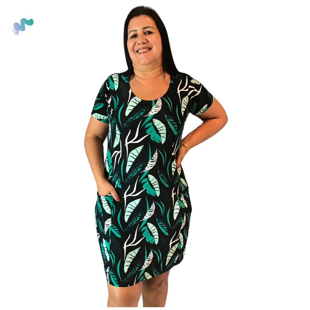 Vestido Plus Size Estampado Feminino Barato