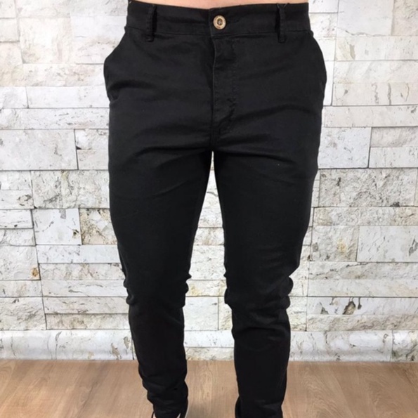 Calça Sarja Masculina Compatível Sport Fino Skinny Calça Preta Jeans