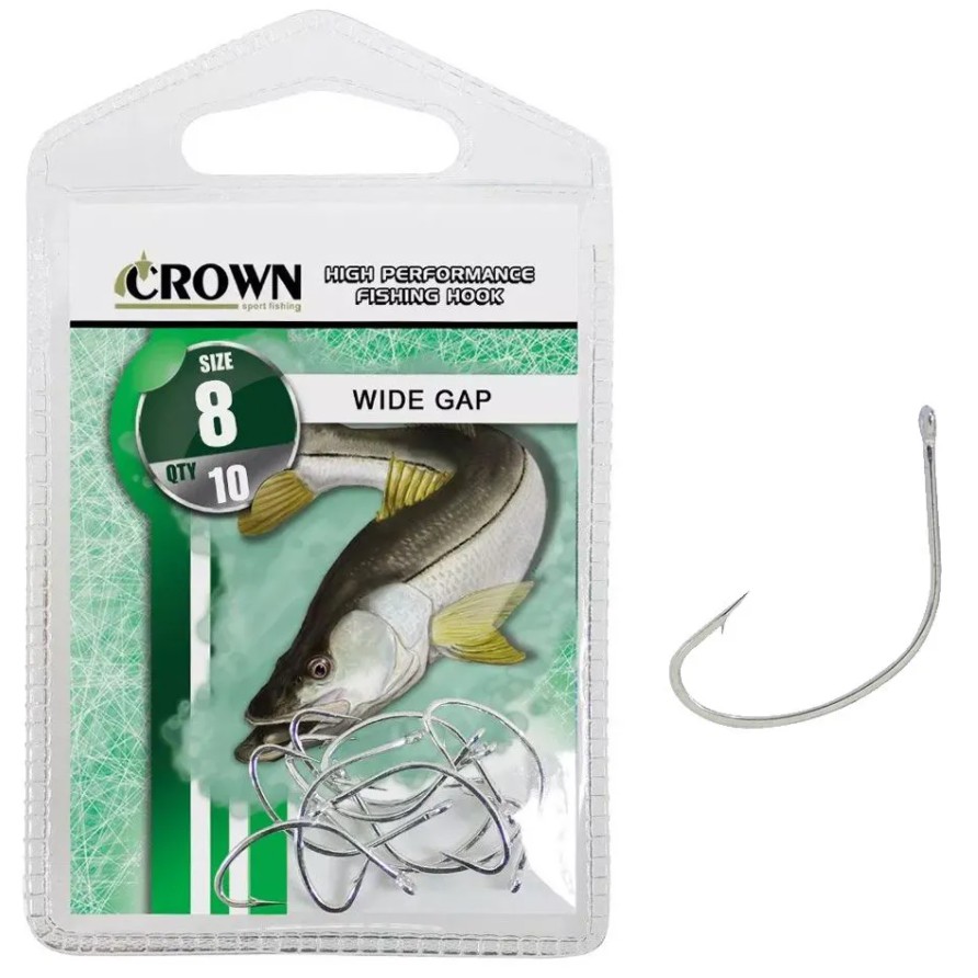 Anzol Crown Wide Gap Niquel Vários Tamanhos Super Reforçado Anteninha não abre