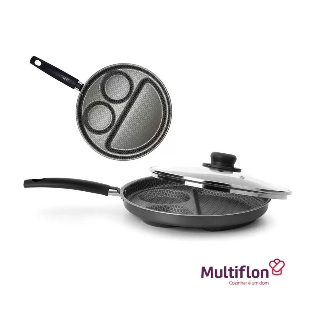 FRIGIDEIRA BREAKFAST COM TAMPA DE VIDRO ANTIADERENTE CINZA em Oferta na Shopee