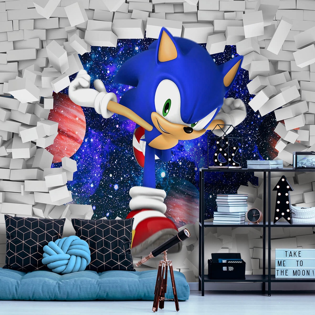 Papel De Parede Personalizado Sonic Decoração Quarto Menino - Home & Living