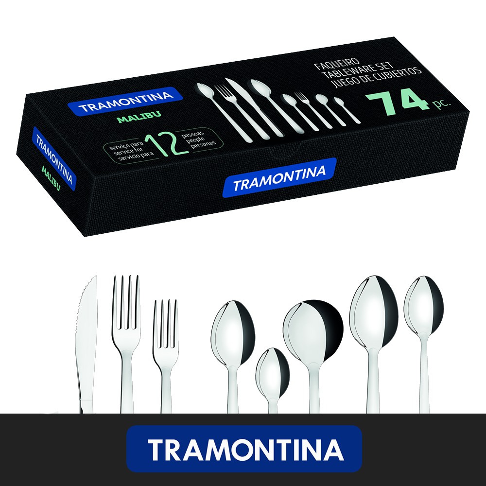 Faqueiro Aço Inox Tramontina Malibu 74 peças em Oferta na Shopee