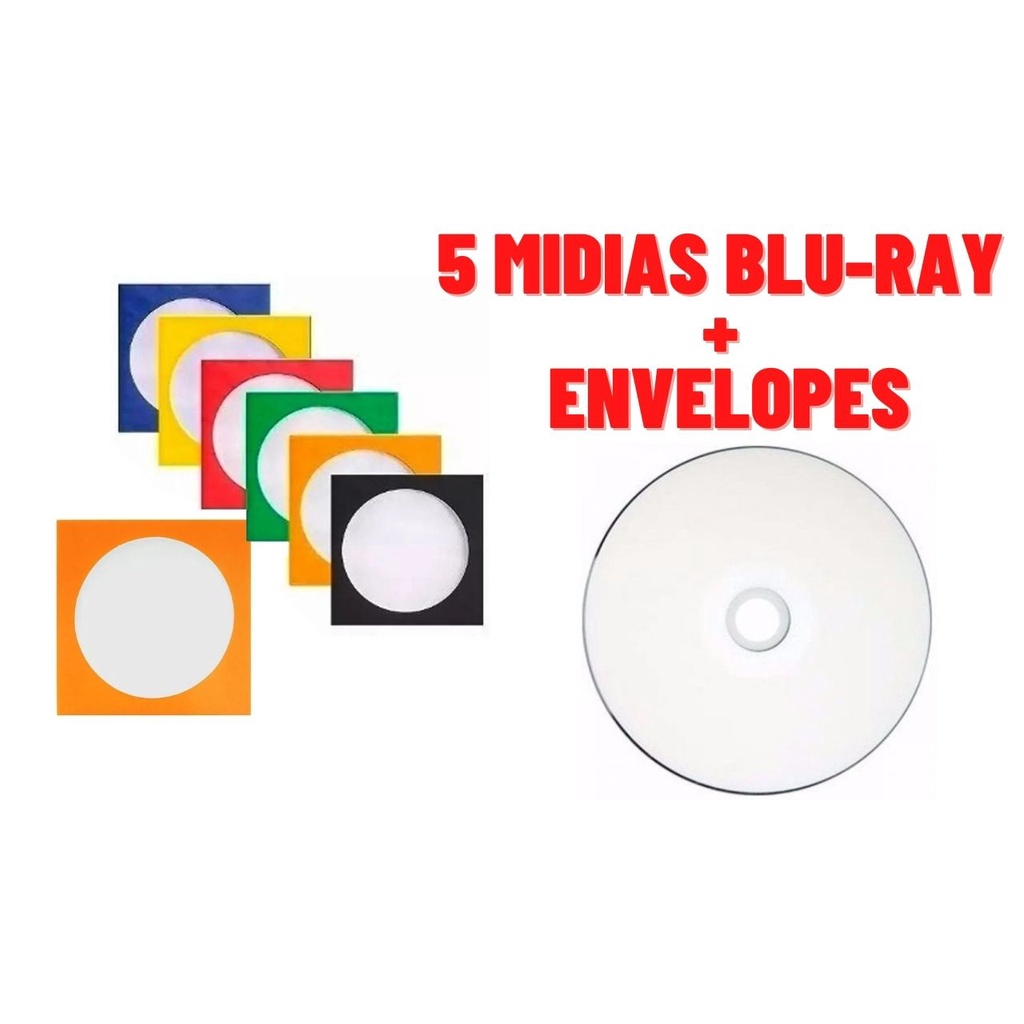 5 Midia Virgem Bluray Bd-r Printable Impressão 25GB