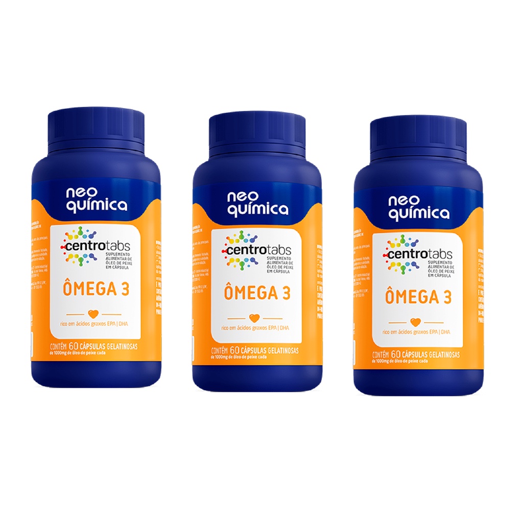Kit 3x Centrotabs Omega 3 Oleo de Peixe EPA DHA Acidos Graxos