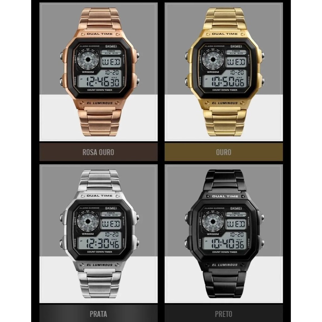 Relogios Masculino Skmei 1335 Original Pulseira Em Aço Retro