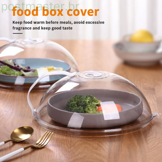Adequado para micro-ondas de cozinha/forno/louça/à prova de respingos transparente pp resistente ao calor capa de alimentos/tampa de prato/tampa de fogão/tampa de cozinha acessórios de panelas capa de alimentos com alça de cor aleatória