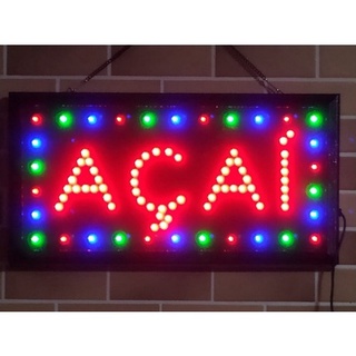 Painel De Led Letreiro Luminoso Placa Açaí 110V ou 220V