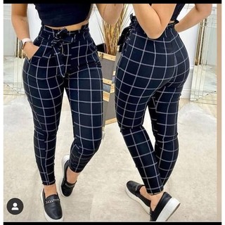 calça femenina clochard de bengaline com laço cintura alta em Oferta na Shopee