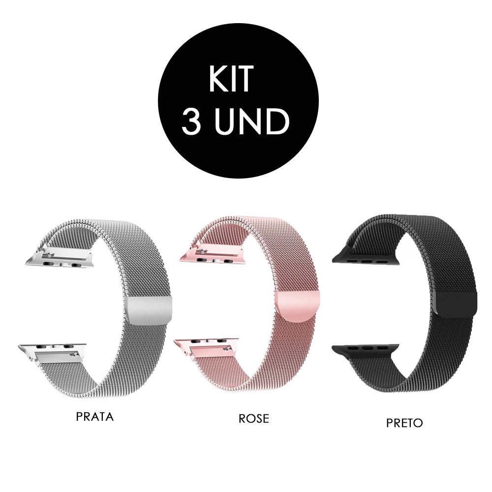 Pulseira Magnetica Relogio Smartwatch Kit 3 Pulseiras Ima inteligente Smartband