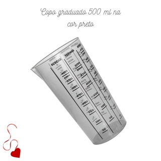 Copo Plástico Medidor Dosador (PRETO) Receitas Graduado 500 Ml Top em Oferta na Shopee