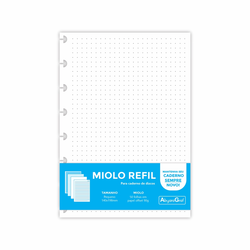 Refil para Caderno de Discos Pontilhado Abyara Graf (Compatível com Caderno Inteligente)