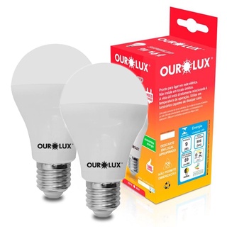Kit 2 Lampadas Led Bulbo A60 9W E27 Bivolt 3000K Luz Amarela