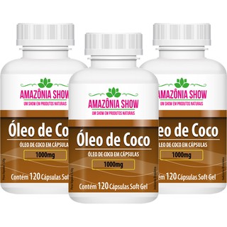 Óleo De Coco 120 Capsulas De 1000mg Combo 3 Frascos!