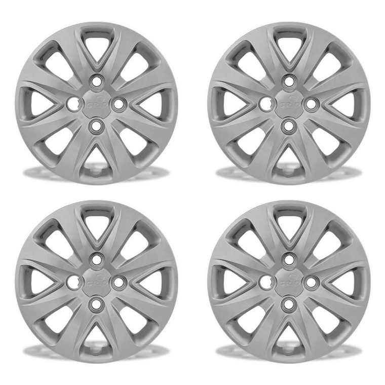 Jogo Calota Grid Ford Ká Hatch Sedan 2015 a 2018 Aro 14 Cubo Baixo Fixação Por Parafuso 340CB-PTA-U