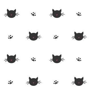 Papel De Parede Infantil Gatos Gatinhos Fofo Preto e Branco Lavável Autocolante Quarto Autoadesivo