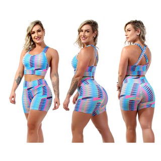 Kit 4 Conjuntos Short E Top Roupas Fitness Femininas Para Academia Suplex A11 Shopee Brasil