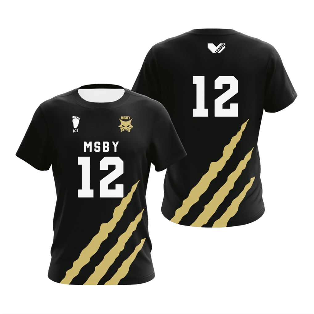 Camiseta Preta Uniforme MSBY Black Jackals Número Personalizável Anime Haikyuu