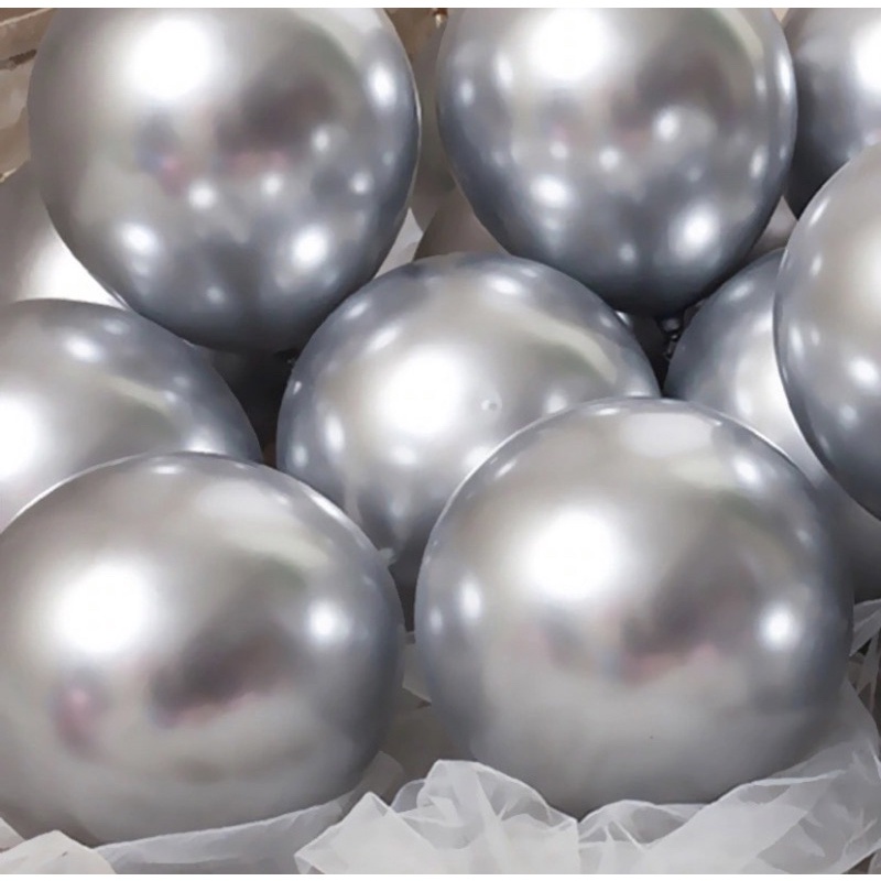 25~100 BALÕES BEXIGA METALIZADO PLATINO CROMADO LÁTEX NÚMERO 9 PARA BUBBLE BALÃO PRATA OFF em Oferta na Shopee