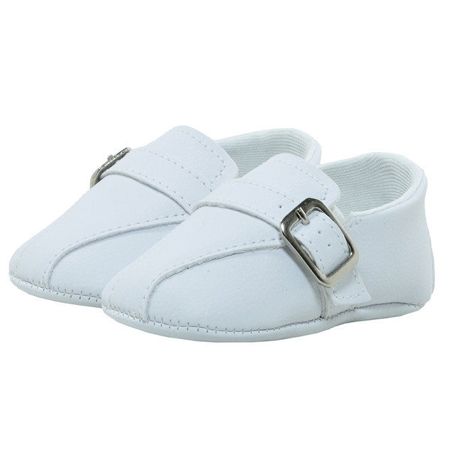 Sapatinho de Bebê Sapato Social Masculino com Fivela - Sintético - Branco