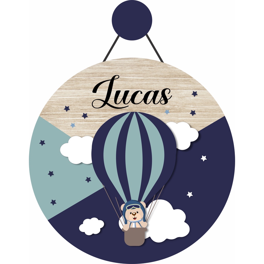 Enfeite Porta Maternidade Urso Balão - Nome personalizado - Decoração para quarto! GUIRLANDA. em Oferta na Shopee