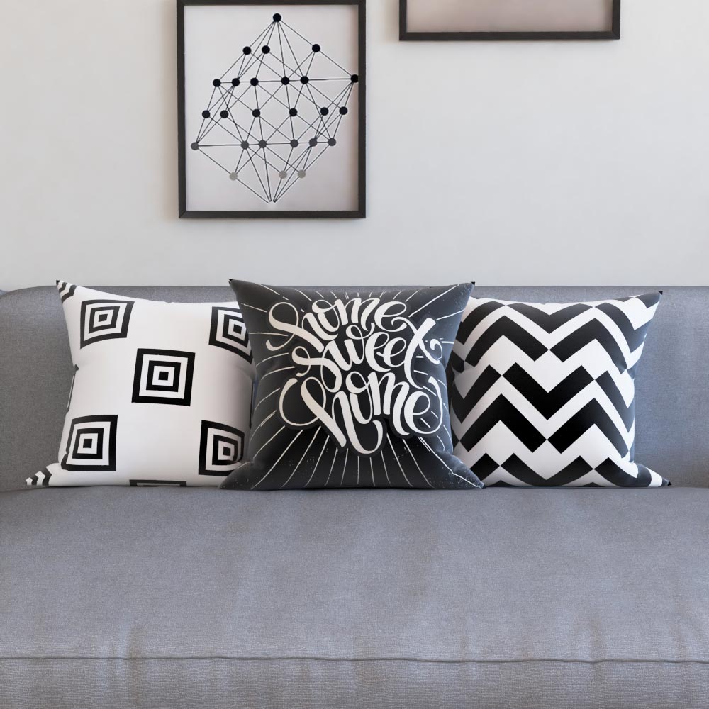 Almofadas Decorativas Preto e Branco Home Sweet Home Para Sofá 40x40 -  Novadecora | Shopee Brasil