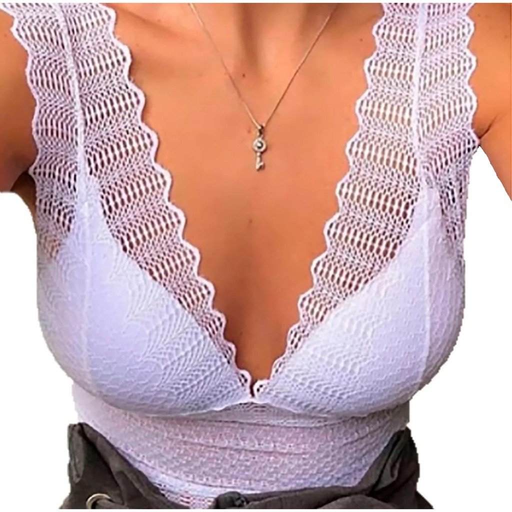 Cropped Feminino Renda Pavão Decote V Com Bojo Várias Cores Promoção Croped Feminino
