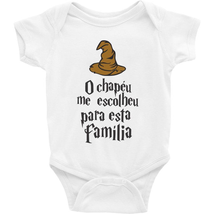 Roupa Body Bebê bebe infantil O Chapéu Me Escolheu para esta família - hogwarts grifinória sonserina lufa lufa potter