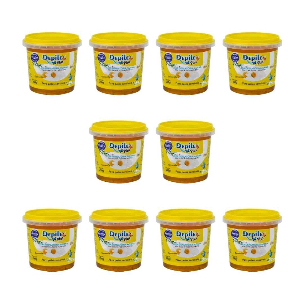 Cera Depilatória Camomila Hidrossolúvel Depile Plus 600g (Kit com 10) Indicada para peles sensíveis em Oferta na Shopee
