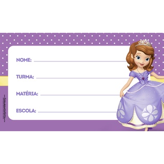 Adesivo Etiqueta Escolar Sofia Kit com 20 unidades