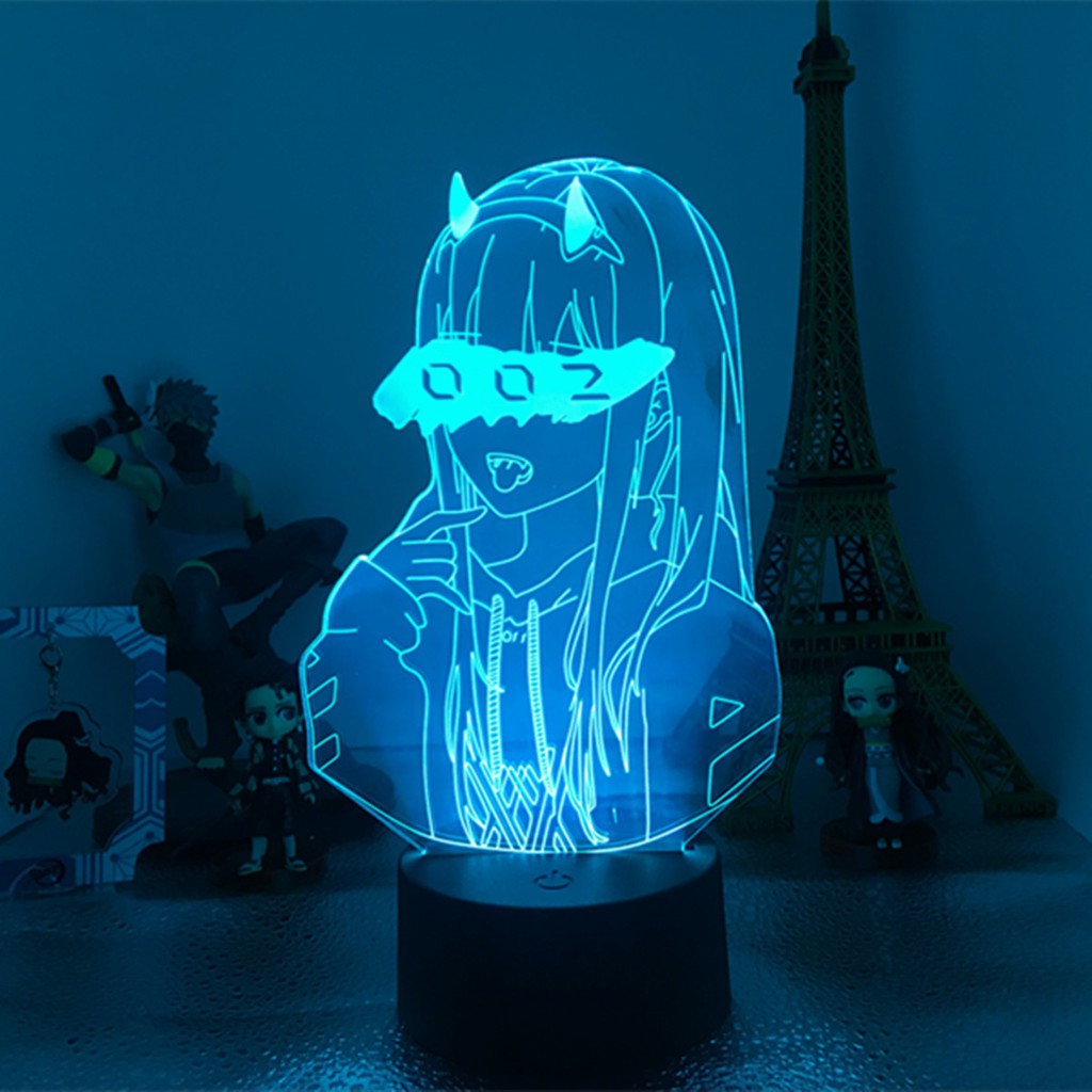 Anime Darling in the Franxx Zero Two 002 Figure Luminária LED 3D Noturna Presente e Decoração