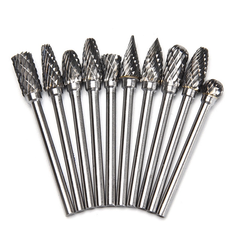 10Pcs 1/8 & quot ; Fresa De Carboneto De Tungstênio Shank brocas Rotativas com escareador hss Conjunto Cônicas De Aço 10mm