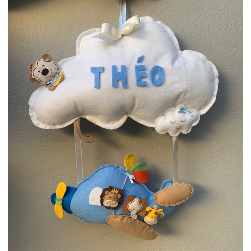 GUIRLANDA MATERNIDADE SAFARI AVIÃO AZUL LUXO