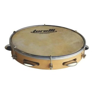 Pandeiro Profissional Tp 300 Natural 10 Pele Couro Aro Abs Torelli