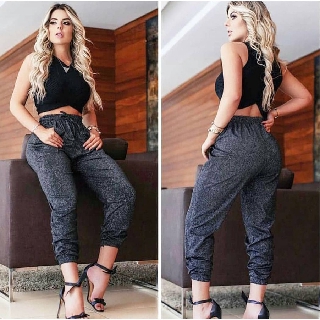 calça jogger feminina brilhosa