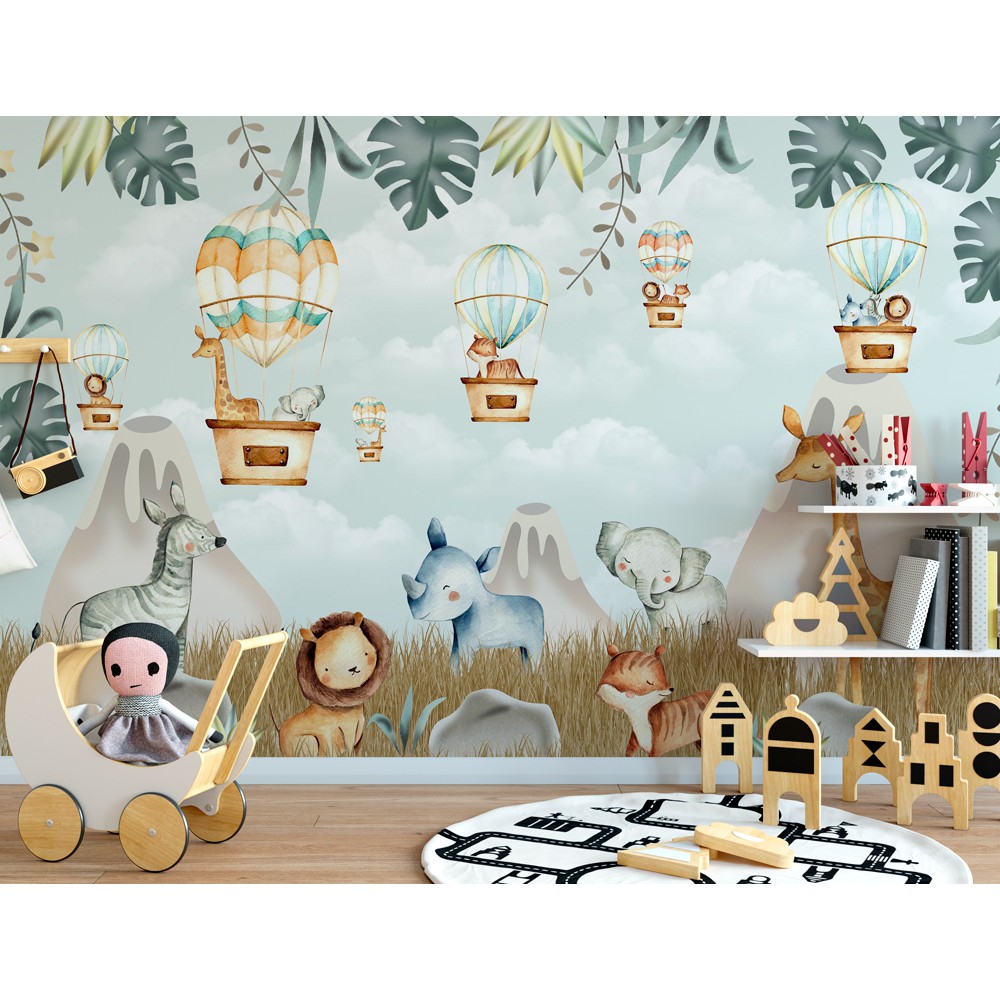 Papel de Parede Adesivo Balões Safari 237 A x 283cmL  -Fazemos Sob Medida Consulte-nos