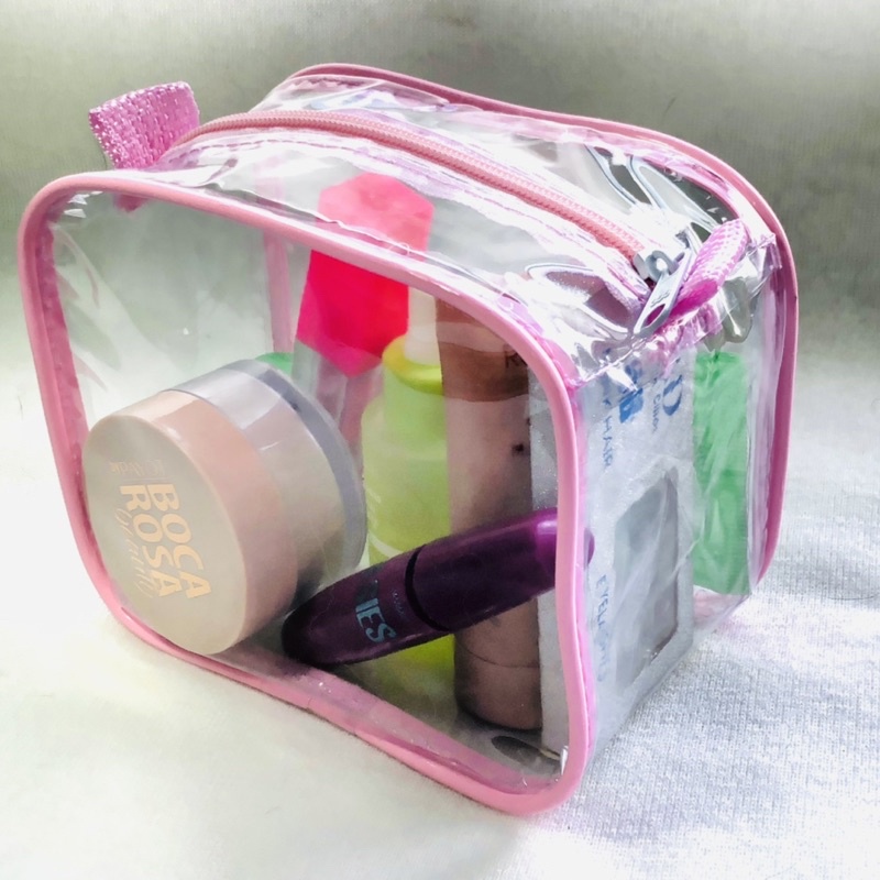 MINI necessaire transparente para viagem 15x12x7, maquiagem ,esmalte ,(remédios)preta,rosa, azul