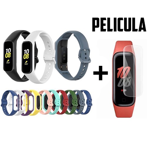 pulseira para galaxy fit-e r375 de silicone colorida de substituição + pelicula