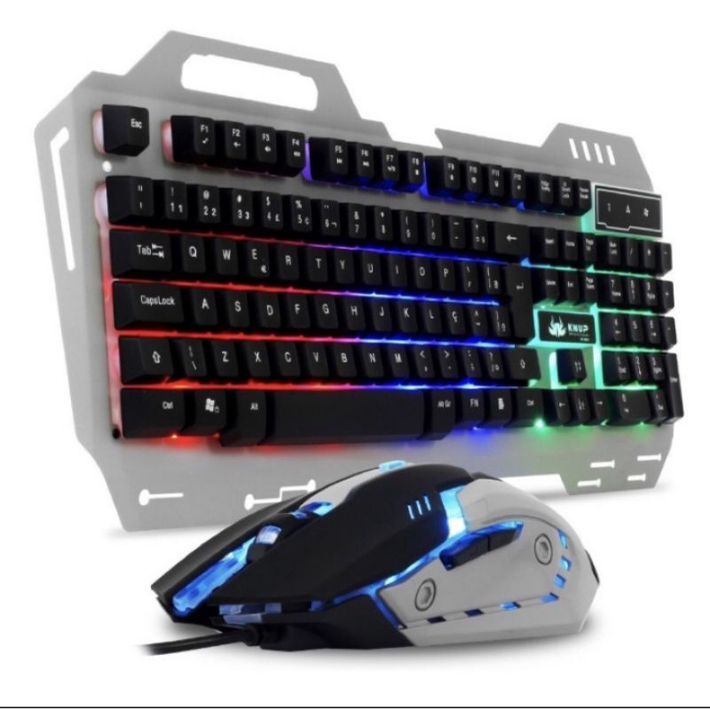 Kit Gamer Teclado Semi Mecanico E Mouse Led Usb Knup Kp-2054