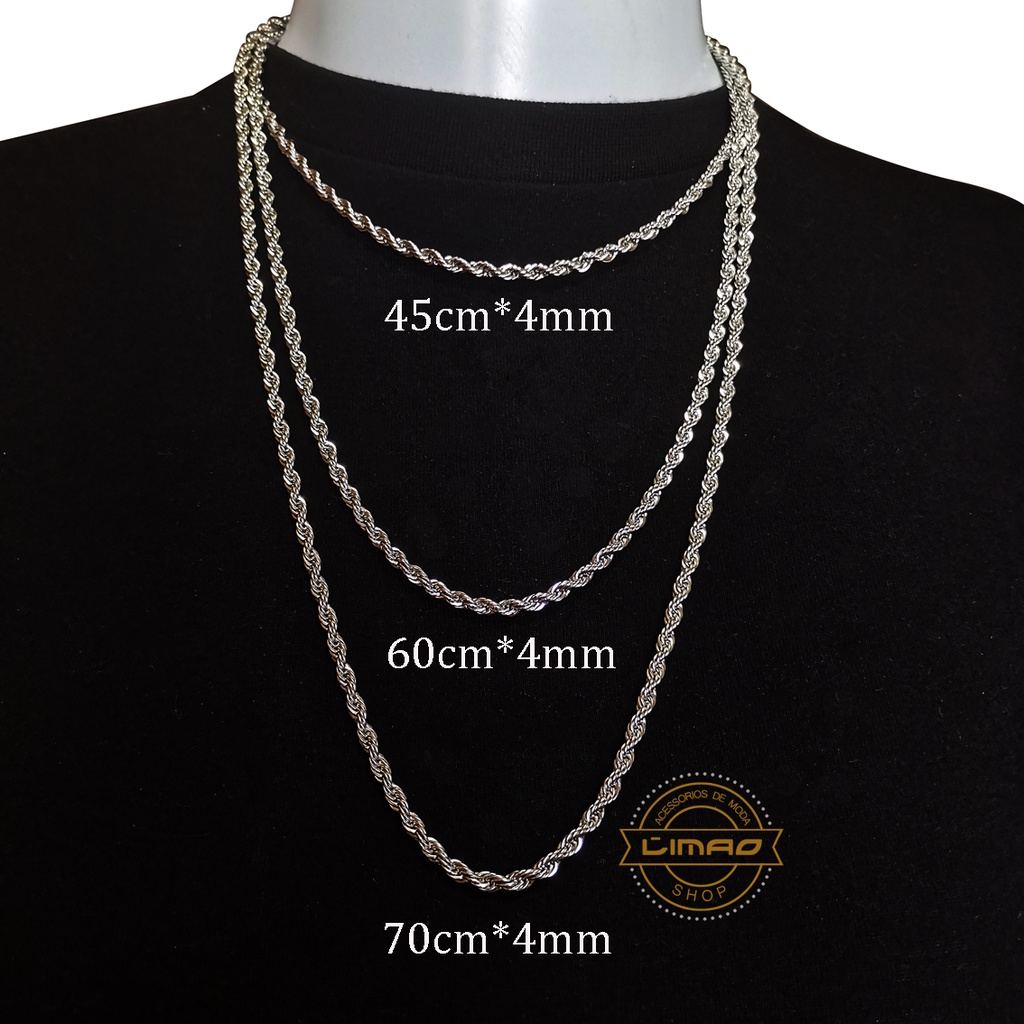 Corrente colar cordão trançado Baiano aço Inox