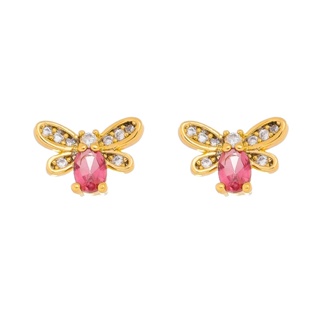 Brinco de Borboleta em Pedraria Cravejado com Zircônia Banhado a Ouro 18K- Semi Jóia de Luxo (BR 803) em Oferta na Shopee