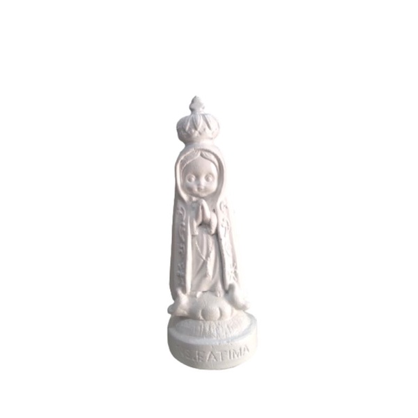 Imagem Nossa Senhora de Fátima Branca 15cm - Escultura Borracha Inquebrável.