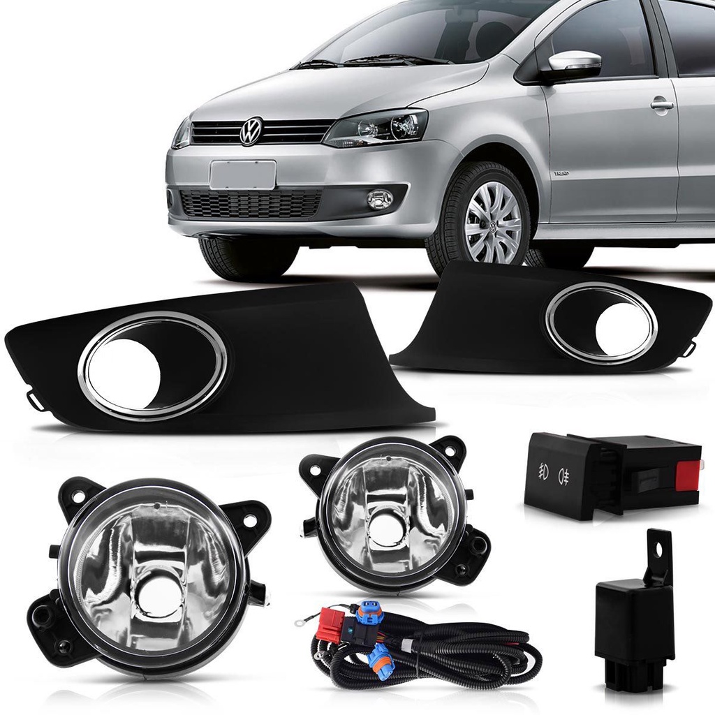 Kit Farol Milha Auxiliar Fox 2013 2014 2015 Botão Modelo Original Com Moldura em Oferta na Shopee