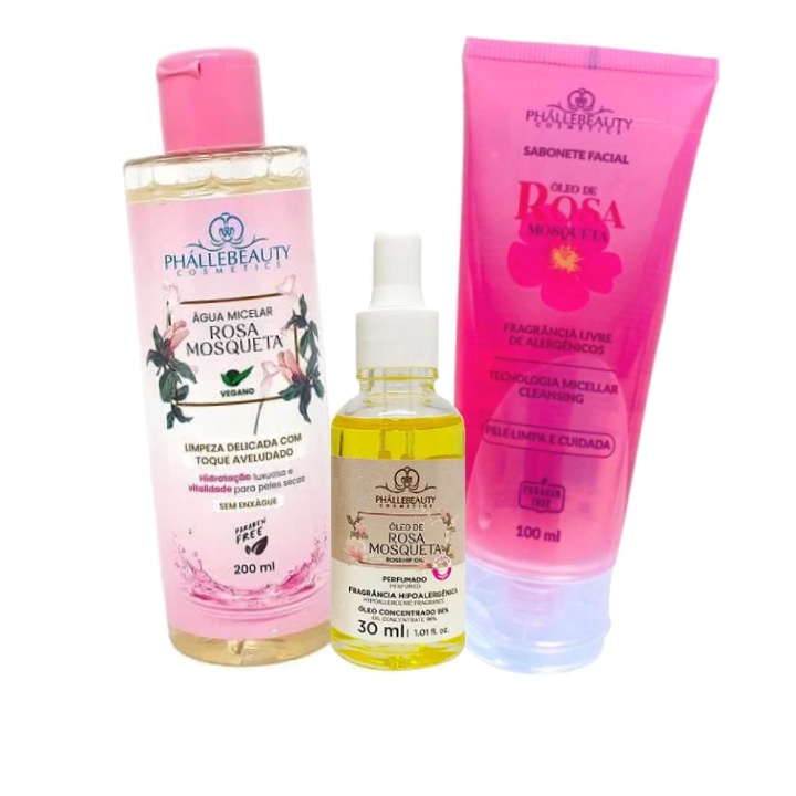 Kit Facial Rosa Mosqueta 3 Itens PhálleBeauty em Oferta na Shopee