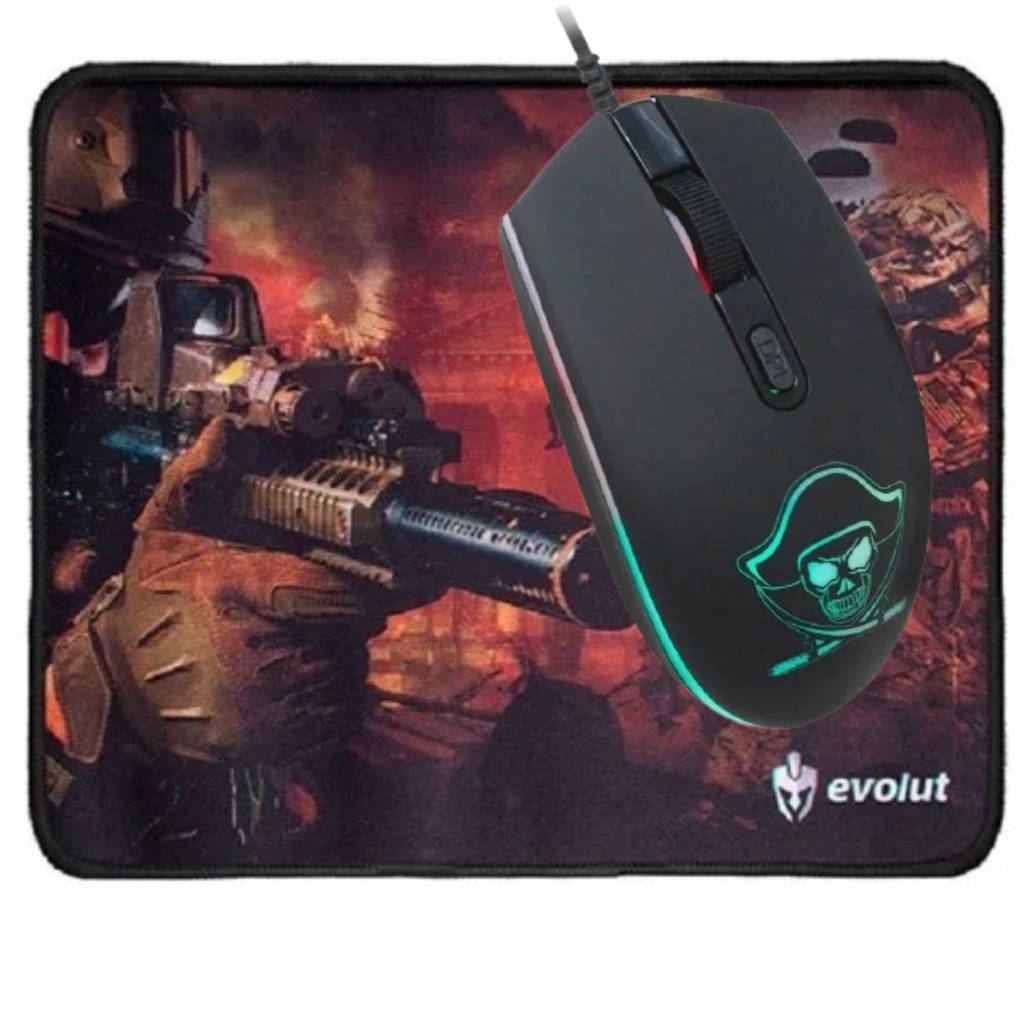 kit Mouse Gamer Usb 1200dpi Led  + Mouse Pad Speed 25x21 Cm Bordas Costuradas
