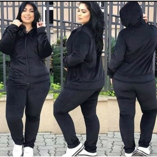 Conjunto de veludo Premium plus size