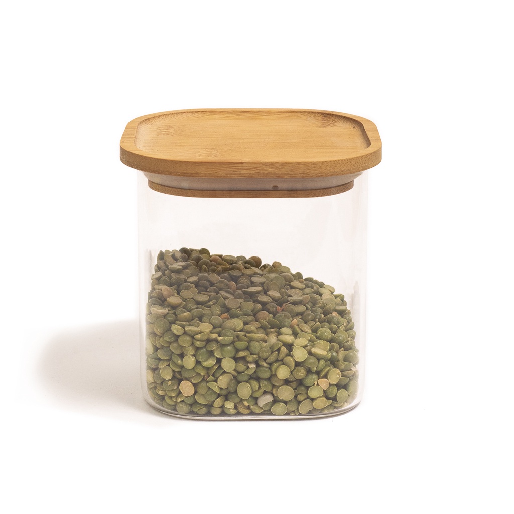 Pote De Vidro De Mantimentos 800ml C/ Tampa De Bambu Oikos