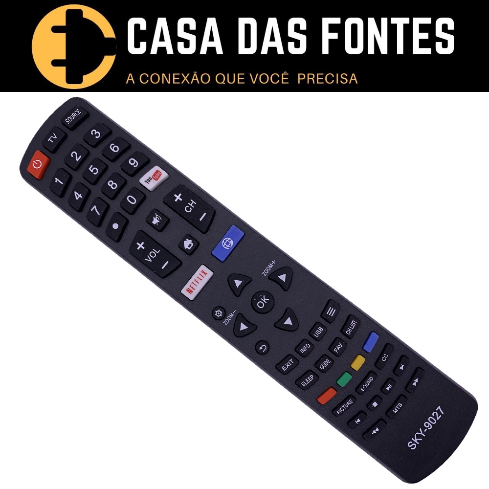 Controle Remoto Tv Philco Led Smart Netflix YouTube Internet 9027