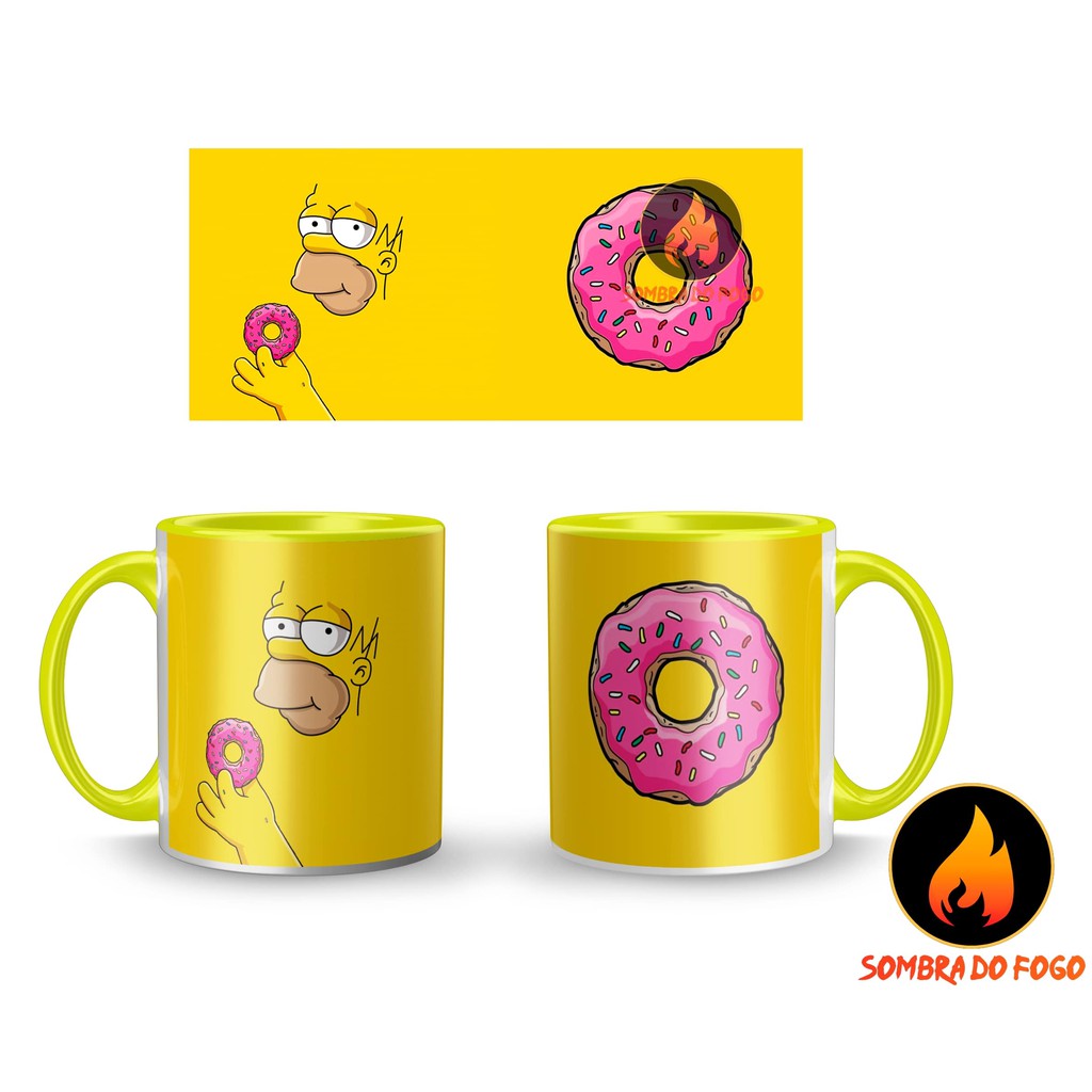 caneca porcelana Os Simpsons homer marge bart lisa meg duff beer donuts fox disney plus serie desenho animação