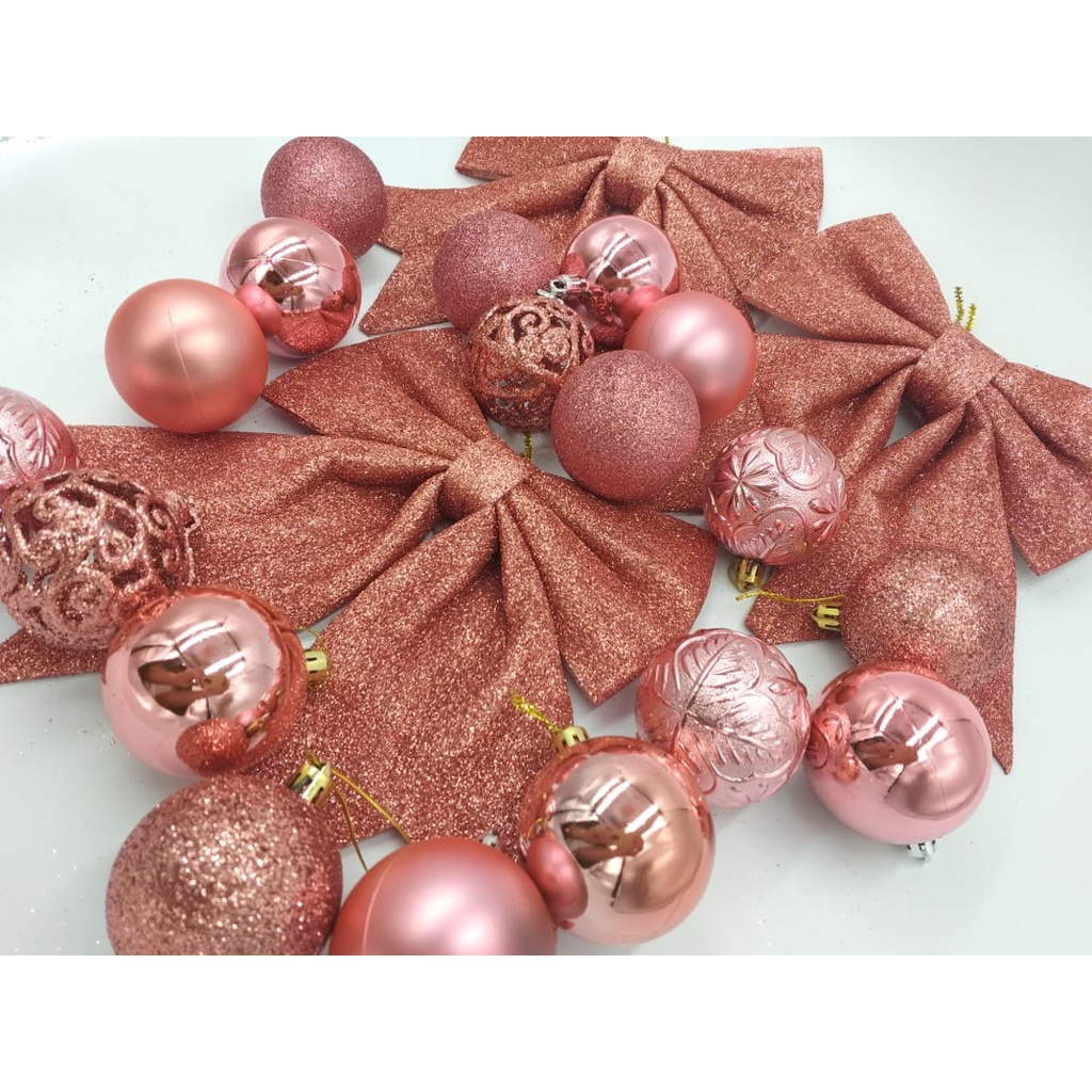 Kit Enfeite Pendente Bola de Natal Para Árvore de Natal Rose 8 cm -  Escorrega o Preço
